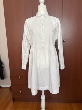 LOFT White Long Sleeve Shirt Dress